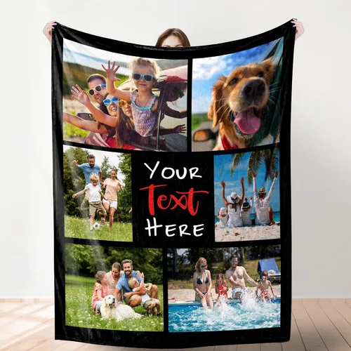 Vista 5 de YESCUSTOM Manta de fotos personalizada con 10 textos de fotos, fabricada en Estados Unidos, regalo para familiares, amigos, amantes para cumpleaños