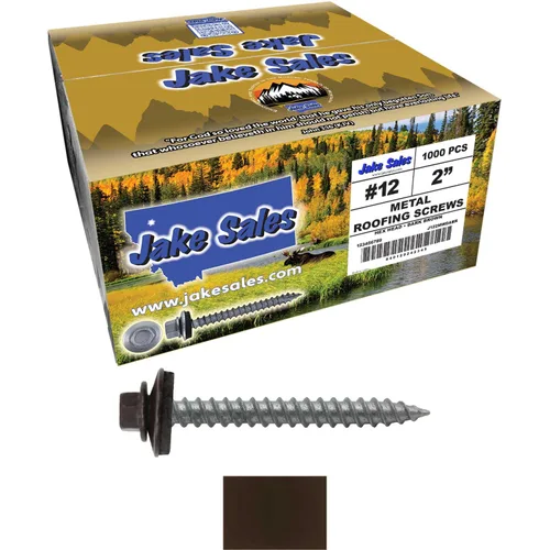 Vista 88 de 12 tornillos para techos de metal gris ABC de 1-1/2 pulgadas, cabezal de arandela hexagonal, arranque automático/roscado, arandela EPDM. 1 bolsa