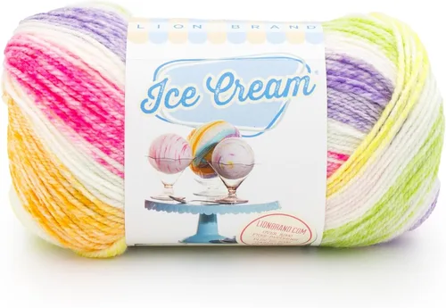 Vista 40 de Lion Brand Yarn, Hilo para Bebé Ice Cream para tejer, ganchillo y manualidades, Baseball Nut, 1 paquete, fibra acrílica colorida de peso DK