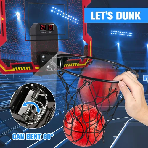 Vista 7 de Basketball Hoop Indoor for Kids(4-12 Years Old), Over The Door Basketball Hoop with Scoring, Countdown and Music Accompaniment, Christmas Toys
