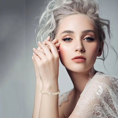 Vista 6 de Pulseras de eslabones de moda para mujeres y niñas, pulsera de diamantes de imitación de drenaje único de oro para mujer, pulseras de diamantes
