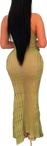 Vista 4 de Sofkiny Vestido largo y sexy para traje de baño para mujer, estilo casual, transparente, para traje de baño