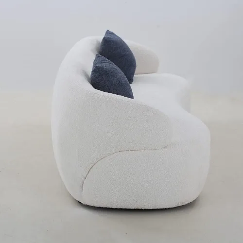 Vista 5 de Sofá curvado de 86.6 pulgadas, sofá modular Boucle moderno de 3 plazas, cómodo sofá tapizado en la nube de 3 asientos con almohadas para sala