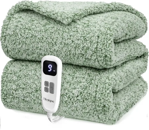 Vista 14 de Heated Blanket Electric Blanket Queen - Fast Heating Blanket Throw Dual Control Double Sided Sherpa with 10 Heating Levels & 2-10 Hours Auto Off