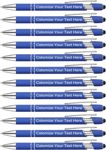 Vista 12 de Kingluu 24 unidades de bolígrafos personalizados con lápiz óptico, escritura suave, tinta negra, bolígrafos personalizados con su nombre, logotipo