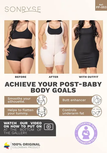 Vista 5 de Sonryse P053 Faja Colombiana Postparto etapa 1 post cirugía, ropa de compresión para mujer