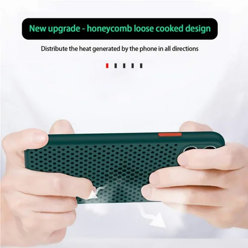 Vista 5 de Funda de disipación de calor para teléfono, nueva funda celular permeable con agujeros para disipación de calor, protección completa de lente