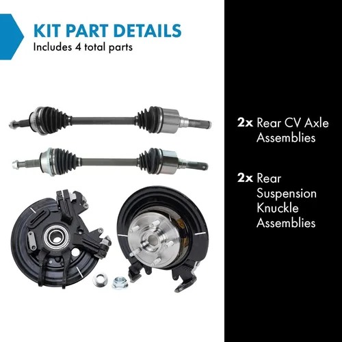 Vista 2 de Kit de eje de transmisión CV de transmisión trasera TRQ Conjunto de eje de dirección asistida Compatible con Ford Explorer 2002-2005 2003-2005