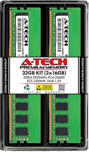 Vista 12 de A-Tech Servidor 4GB DDR4 2133MHz PC4-17000 ECC UDIMM 1Rx8 Rango único 1.2V ECC sin búfer DIMM 288-Pin Server & Workstation RAM módulo