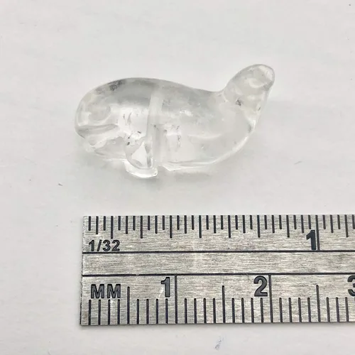 Vista 3 de Figura de ballena de cuarzo transparente de animal tallado piedra preocupante