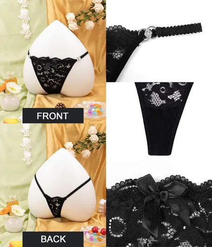 Vista 4 de Tangas de tanga para mujer, ropa interior sexy transpirable con espalda en T