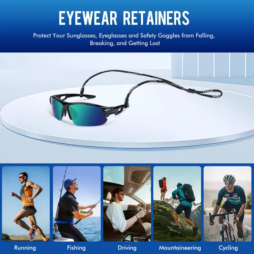 Vista 6 de Correas de gafas para deportes, soporte para gafas de sol para hombres, mujeres y niños, retenedores de gafas para deportes, viajes y uso diario
