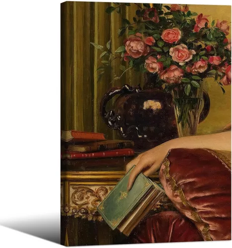 Vista 32 de Cartel de libro gótico de academia oscura vintage de mediados del siglo, arte de pared de lienzo victoriano de medio siglo, impresiones estéticas