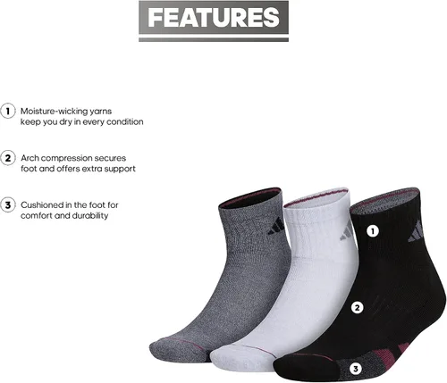 Vista 2 de adidas - Calcetines acolchados para hombre 3 pares