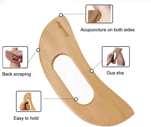 Vista 4 de Masajeador de celulitis de madera, herramienta de guasha corporal de madera para cuerpo Guasha Wood Stick Herramienta de masaje para drenaje