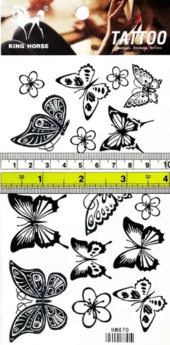 Vista 3 de PARITA - Tatuajes temporales de dibujos animados de mariposa negra, girasol, girasol, jardín, para adultos, hombres, mujeres y niños, tatuajes