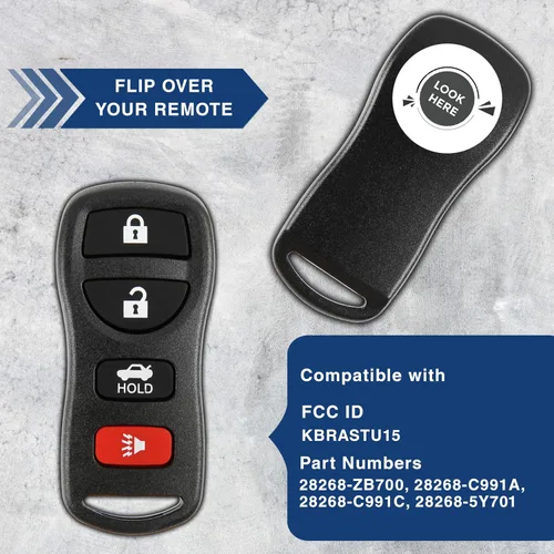 Vista 6 de KeylessOption Control remoto para auto sin llave, llave de encendido sin cortar para Nissan Infiniti KBRASTU15