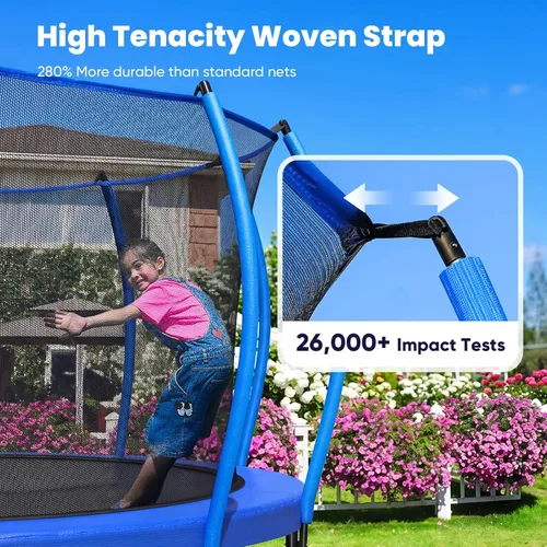 Vista 8 de Zupapa Trampolín de 1600 libras con diseño sin huecos de 16 15 y 14 pies con red y escalera