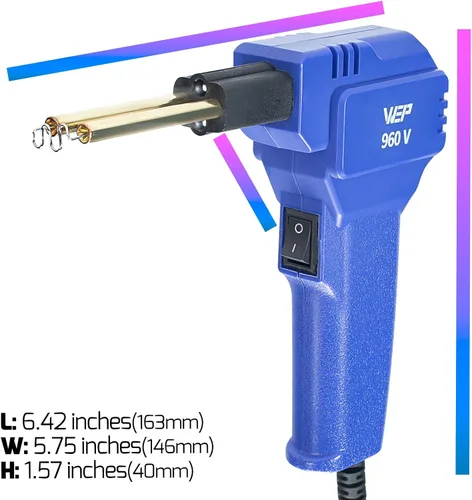 Vista 3 de Kit de soldador de plástico WEP 960-V 110V con luces LED con 200 grapas calientes y alicates para soldadura de plástico de parachoques de coche Azul