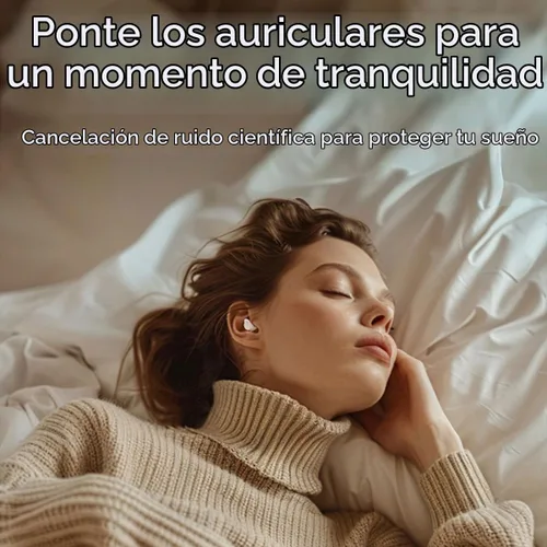Vista 5 de Audífonos Bluetooth inalámbricos invisibles para dormir, con cancelación de ruido, discretos auriculares intrauditivos para dormir, auriculares Beige