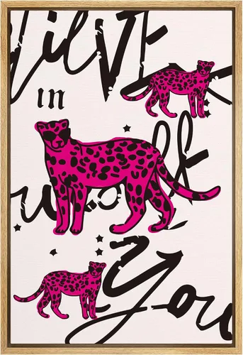 Vista 36 de SIGNWIN Lienzo enmarcado para pared, decoración de habitación preparada, guepardo africano, gato, caricatura, dibujos de naturaleza, animales