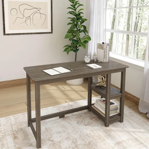 Vista 7 de Max & Lily Escritorio de madera maciza con estantes, 47 pulgadas, azul