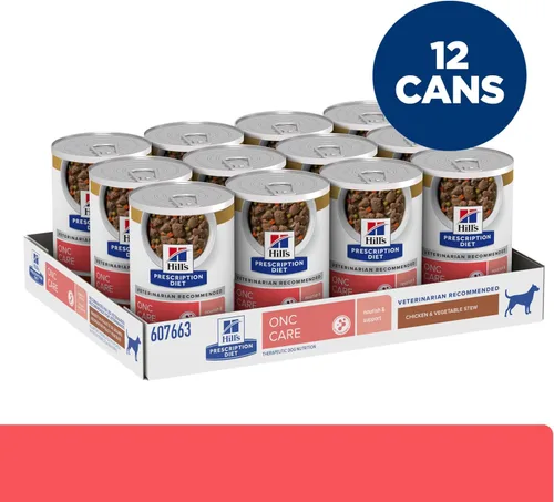Vista 3 de Hill's Prescription Diet ONC Care - Alimento húmedo para perros, estofado de pollo y verduras, dieta veterinaria, latas de 12.5 onzas, paquete de 12