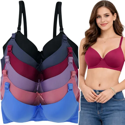 Vista 15 de ToBeInStyle Paquete de 6 sujetadores acolchados de estilo clásico con aros para mujer