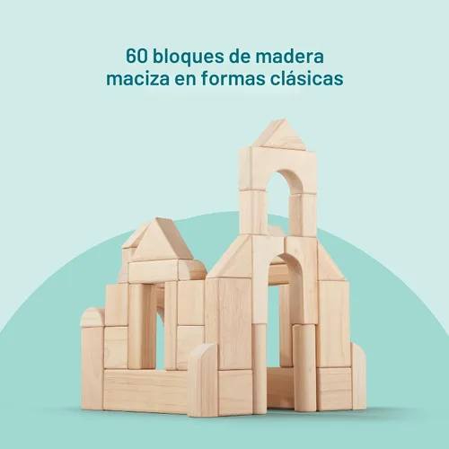 Vista 4 de Bloques para armar lisos de madera Melissa & Doug, Estándar, 1, Multicolor/Ninguno