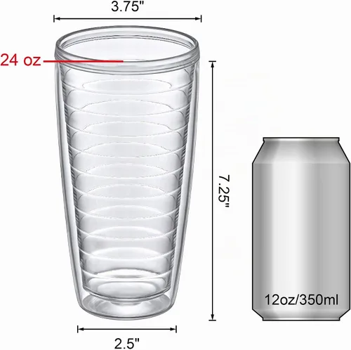Vista 5 de Amazing Abby - Alaska - Vasos de plástico aislados de 24 onzas (juego de 4), vasos de plástico de doble pared, vasos reutilizables totalmente