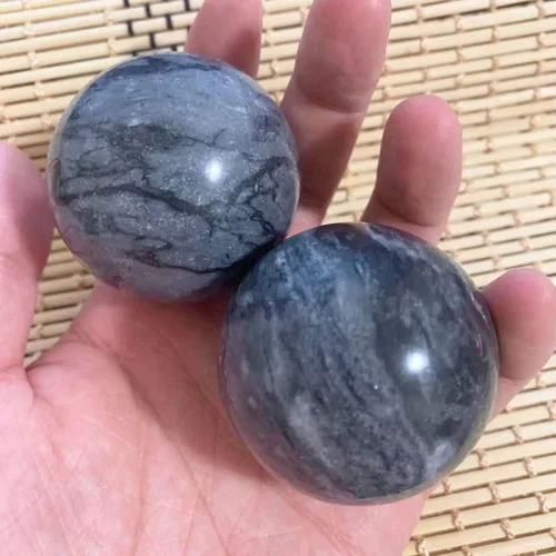 Vista 5 de Pelota Baoding gris oscuro, bola de masaje china para deportes de salud, utilizada para descompresión de la mano bola de ejercicio