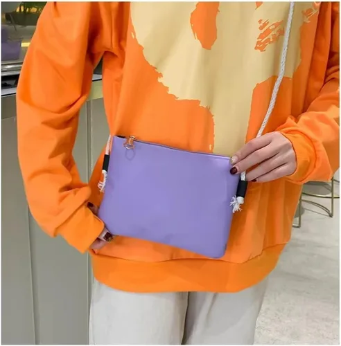 Vista 4 de Teslawi Kawaii - Juego de 4 mochilas estéticas de 17 pulgadas, con colgantes Kawaii, bolsa cruzada, estuche para lápices, bolso, (Púrpura), Mochila