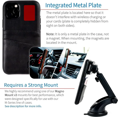 Vista 3 de Dockem Funda tipo cartera para iPhone 11: Placa de metal integrada para montaje magnético y 2 ranuras para tarjetas de crédito (padres)