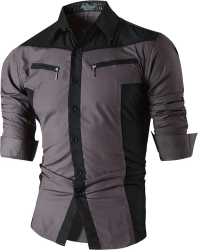Vista 7 de jeansian - Camisas de manga larga de ajuste entallado para hombre (8397), con botones, informales y de vestir.