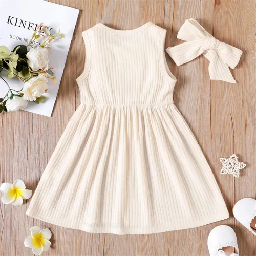 Vista 3 de PATPAT Vestidos de lino y algodón para niña pequeña, con volantes, sin mangas, estilo bohemio casual