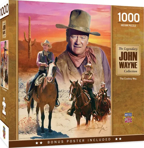 Vista 10 de MasterPieces Rompecabezas de 1000 piezas de John Wayne para adultos, familia o jóvenes, diseño de vaquero de Estados Unidos, 19.25 x 26.75 pulgadas