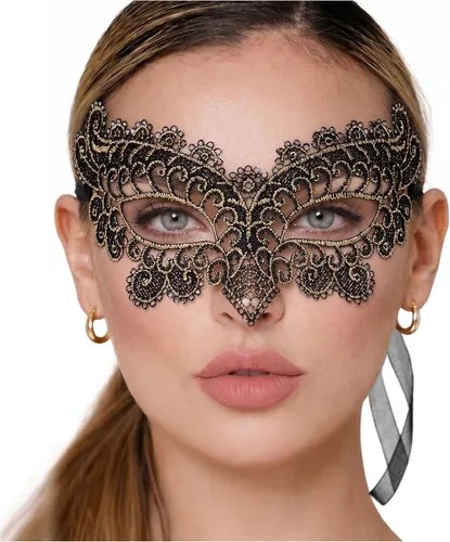 Vista 49 de Masquerade Mask For Women Lace Masquerade Mask for Masquerade Party, Proms, Venetian Party, Mardi Gras, Halloween & Cosplay Ana Bg Pluma de Pavo Real
