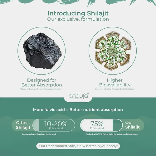 Vista 5 de Endura - Gomitas Shilajit puras del Himalaya para hombres y mujeres con Ashwagandha KSM 66, musgo marino, miel de manuka, cúrcuma, aceite