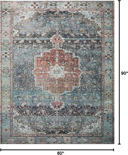 Vista 102 de Loloi Margot - Alfombra de área terracota/laguna de 7'-6" x 9'-6