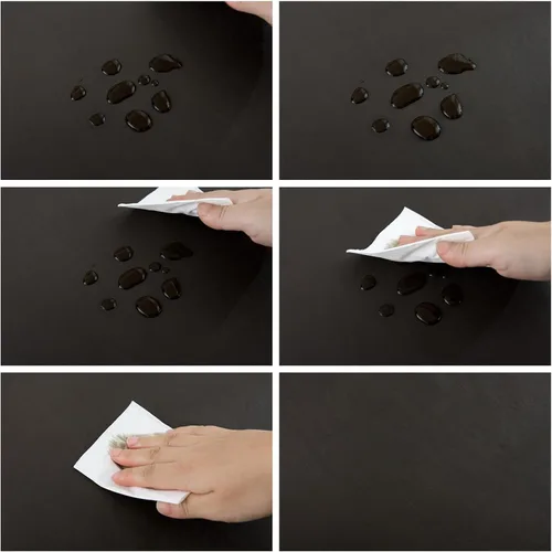 Vista 2 de LIBERECOO Mantel de vinilo con reverso de franela, negro sólido, impermeable, resistente a las manchas, mantel de mesa fácil de limpiar