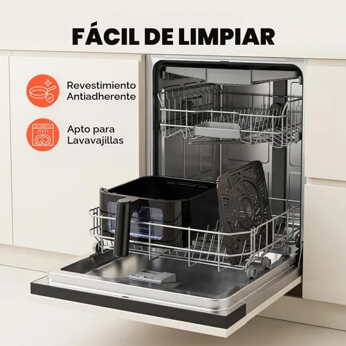 Vista 7 de OLIXIS Freidora de aire de 4 cuartos con ventana visible, freidora de aire digital de 1500 W con pantalla táctil con 8 ajustes preestablecidos Negro