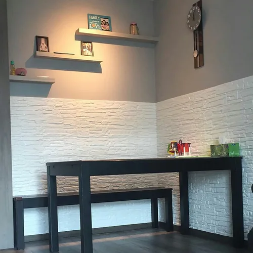 Vista 2 de Paneles de pared 3D adhesivos de pared, papel tapiz autoadhesivo impermeable, espuma de polietileno, decoración de despegar y pegar, paneles