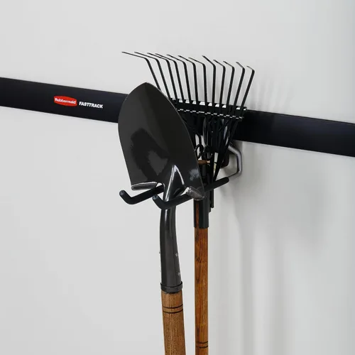 Vista 5 de Rubbermaid FastTrack - Organizador de garaje multiusos, capacidad de 50 libras, sistema de almacenamiento montado en la pared de níquel satinado