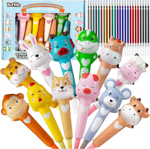 Vista 11 de BUNMO Lindos bolígrafos – Bolígrafos divertidos de felpa con agarre suave y 6 recambios de colores – Regalos para preadolescentes – Lápices