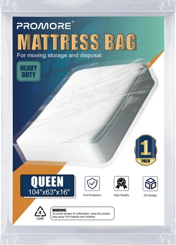 Vista 15 de Bolsa de colchón de plástico para mudanza o almacenamiento, tamaño individual, 1.5 mil Twin/Twin XL Size,Mattress Protector Covers,Moving