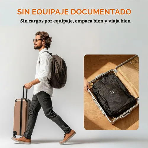 Vista 4 de Bolsas de viaje al vacío Megaback para equipaje con bomba, bolsas de sellado al vacío reutilizables para ropa, impermeables IP68, diseño de apertura