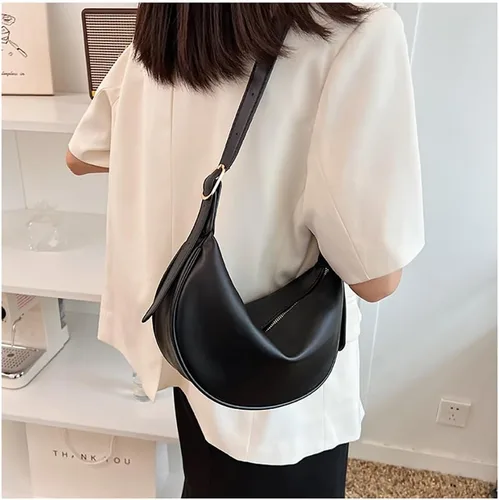 Vista 7 de Bolsos cruzados pequeños para mujer, bolso de hombro creciente, bolsa de bola de masa media luna, bolso diario para viajes, cuero vegano