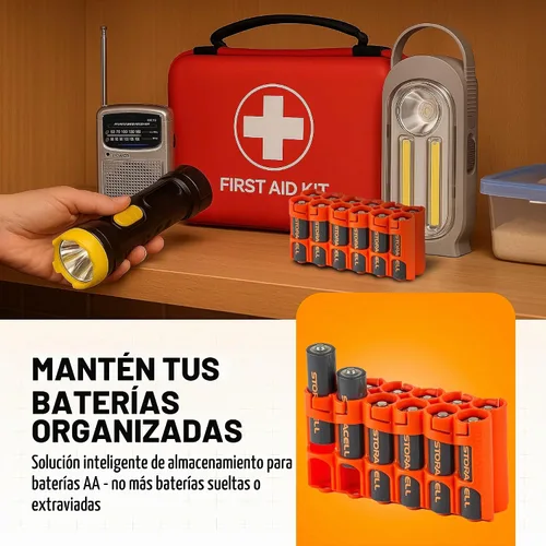 Vista 2 de Soporte para 12 baterías Storacell, AA Powerpax, color amarillo.