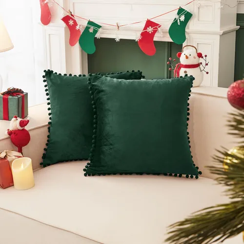 Vista 11 de Deconovo Juego de 2 fundas de almohada de pana suave con cremallera invisible, 16 x 16 pulgadas, color gris pardo, decoración del hogar para sofá