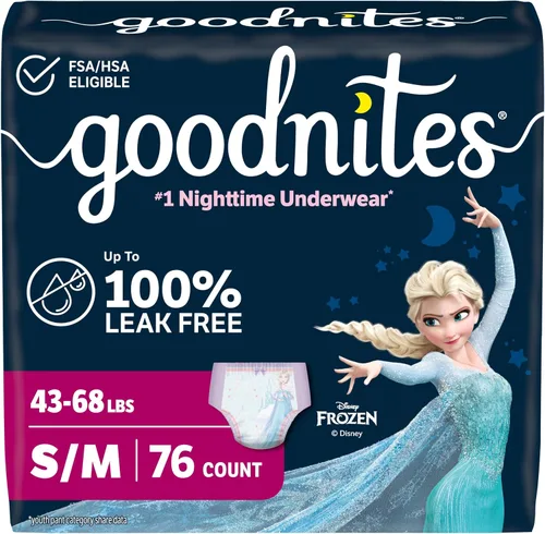 Vista 20 de Goodnites Ropa interior nocturna para niñas, talla extra pequeña (28-43 libras), 15 unidades, el embalaje puede variar
